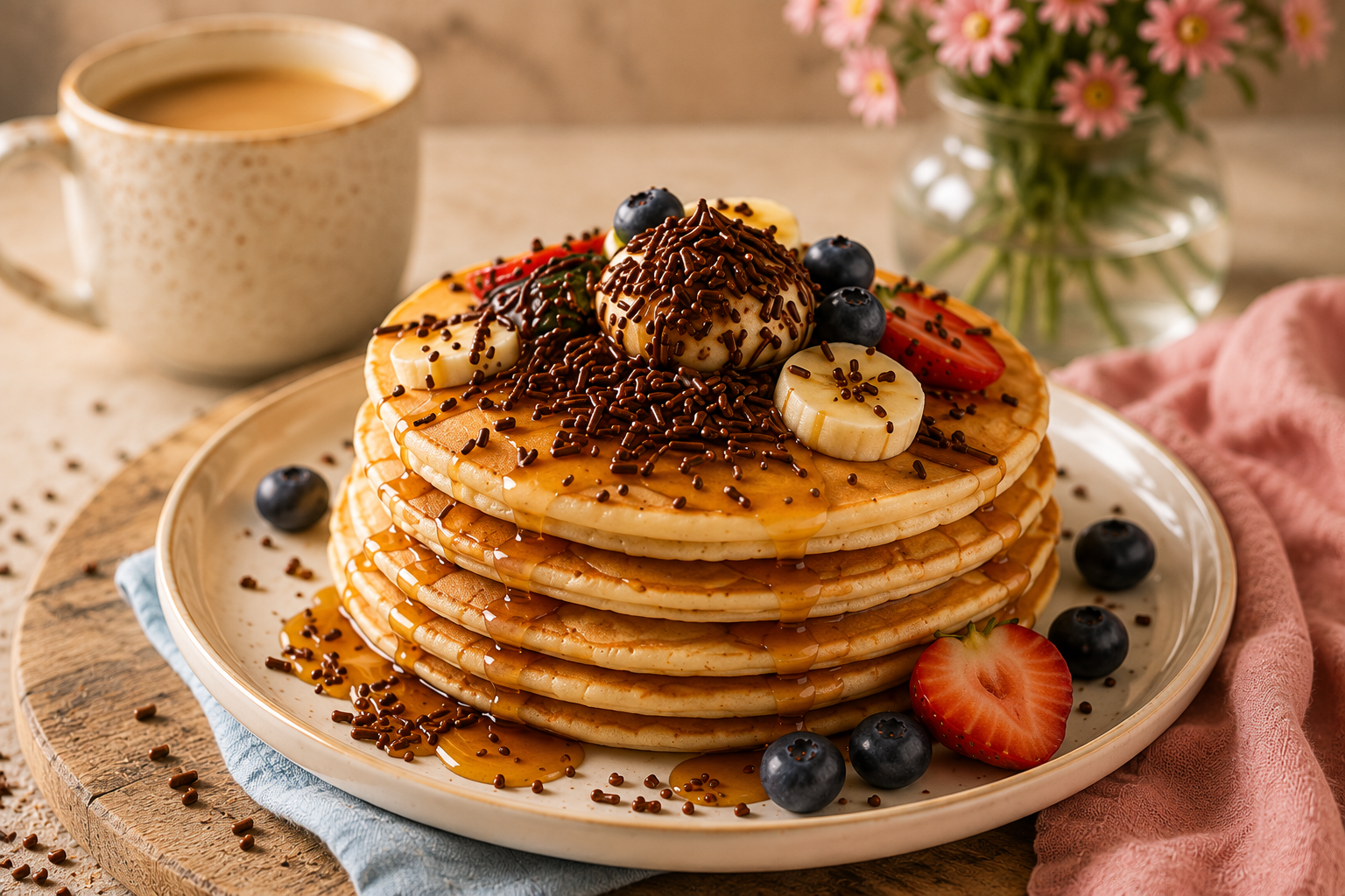 Pancakes decorated with Cavaa Chocolate Sprinkles