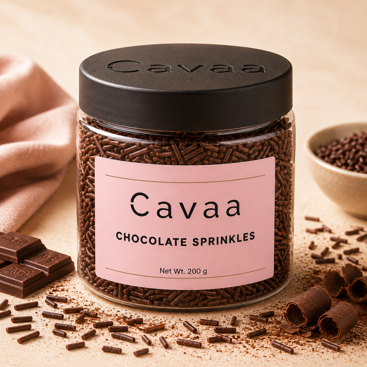 Cavaa Chocolate Sprinkles 200 gram jar