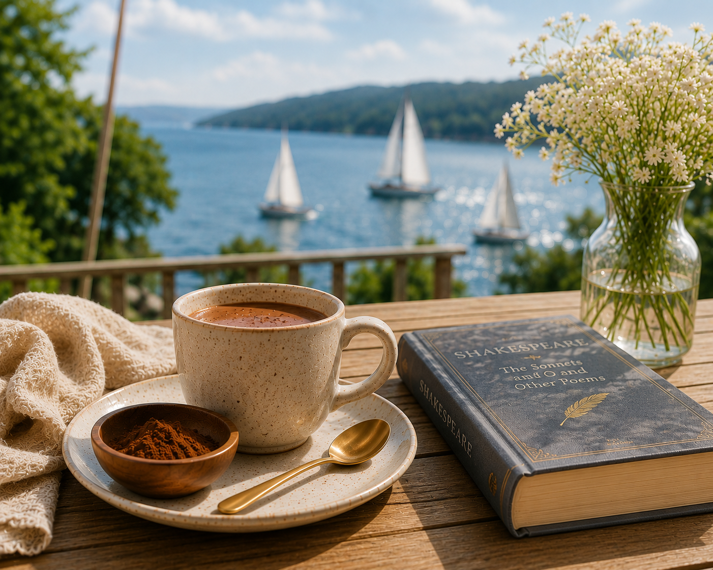 Cavaa Dutch Process Cocoa Powder in an elegant outdoor café and baking setting