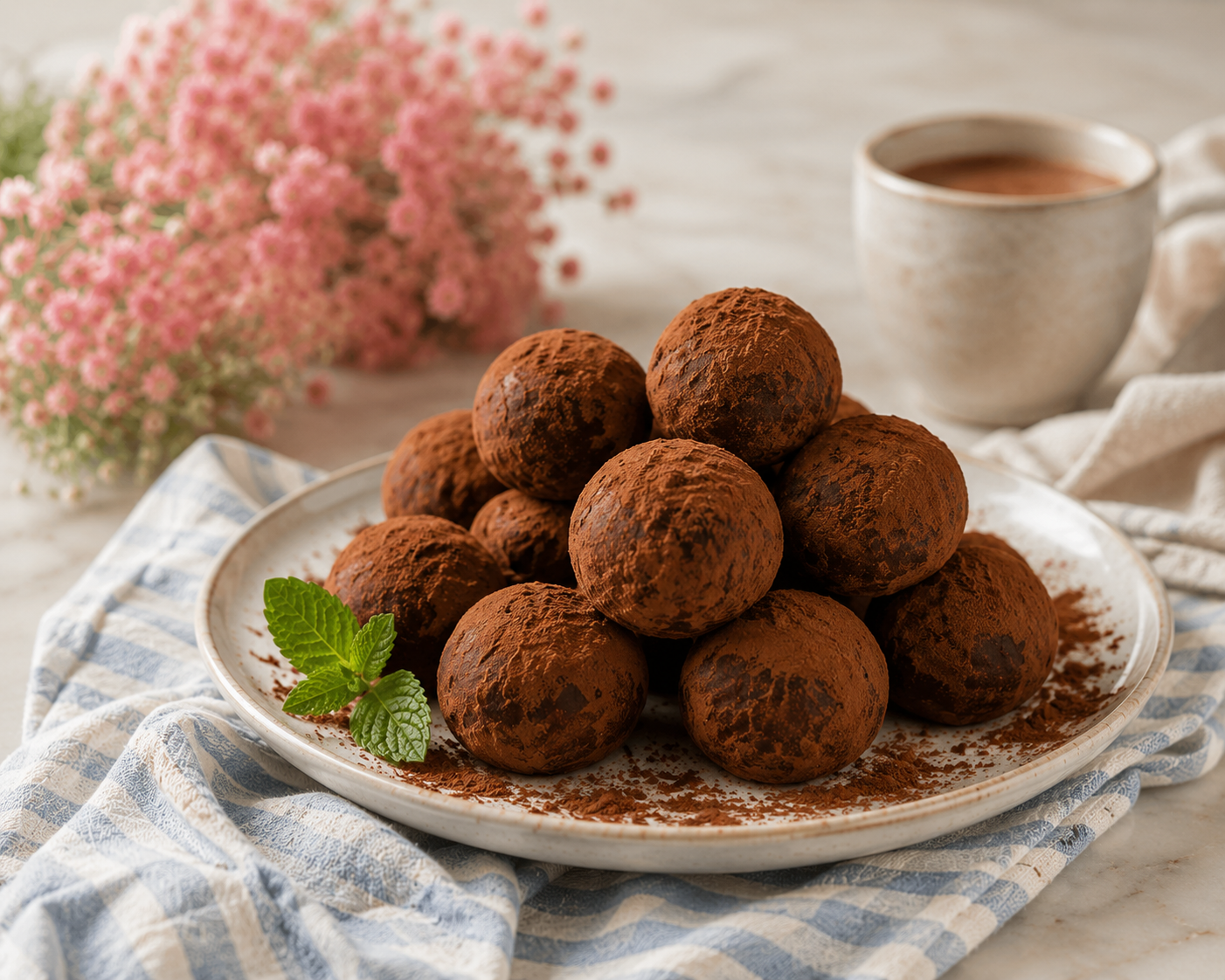 Chocolate truffles finished with Cavaa Dutch Process Cocoa Powder