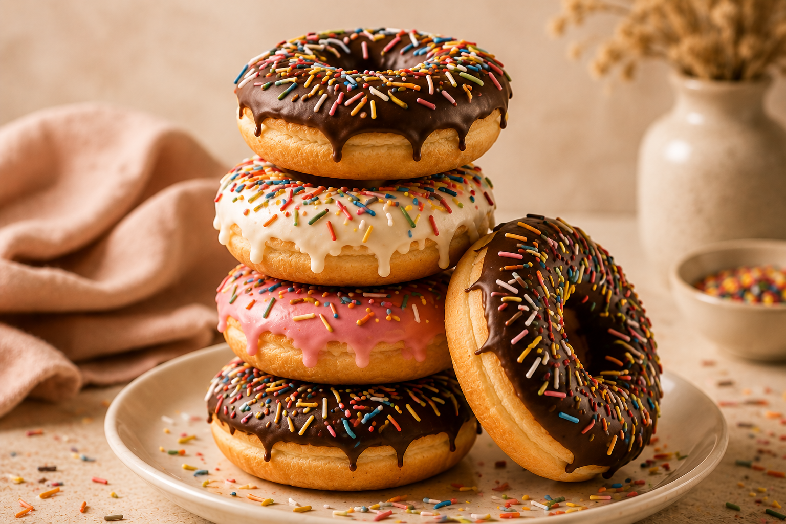 Donuts decorated with Cavaa Fancy Sprinkles