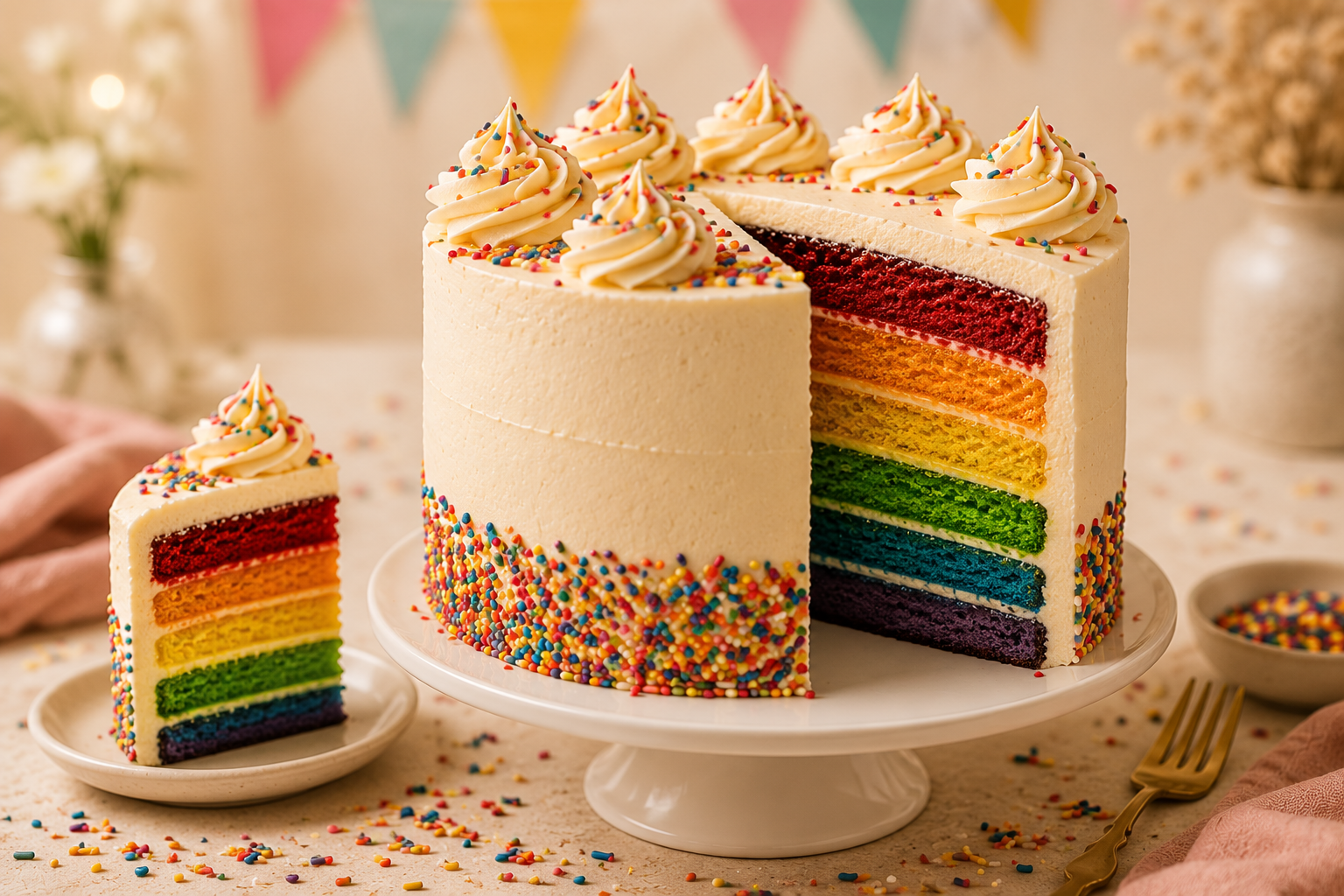 A celebration cake decorated with Cavaa Fancy Sprinkles
